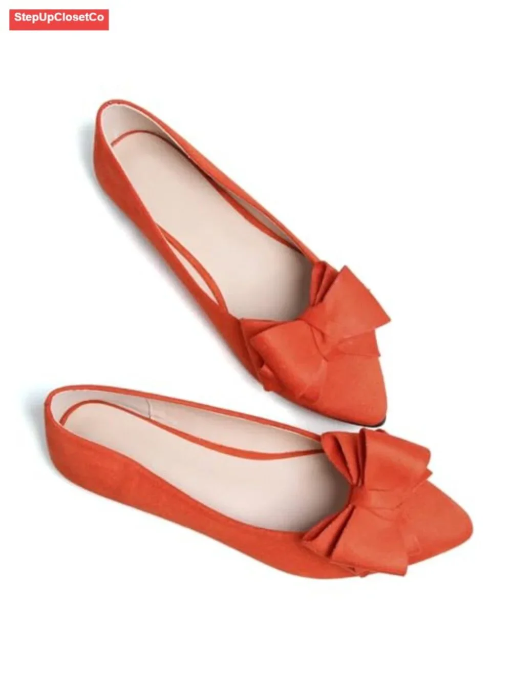 Satin Ballet Flats with Bowknot, Pointed Toe, Low Heel, Slip Resistant